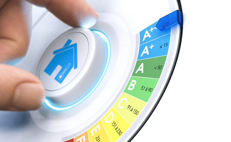 Bouton illustrant l'étiquette énergétique d'un logement