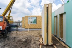 Construction extension avec panneaux bois