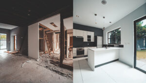 Avant et après rénovation da la cuisine d'une maison